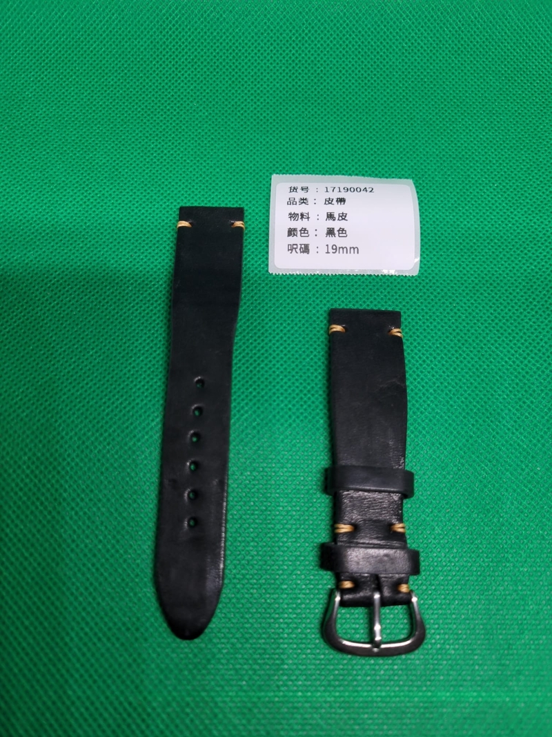 19mm黑色馬皮錶帶